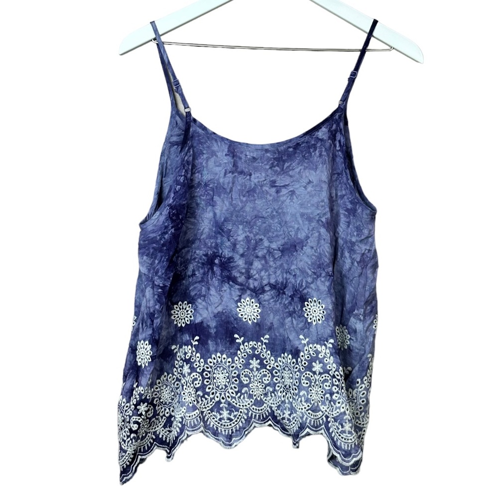 Onetheland Purple Tie Dye Eyelet Lace Tank Top Women Sz M - Picture 6 of 6